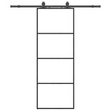 Sliding Door with Hardware Set Black 76x205 cm ESG Glass 3375796