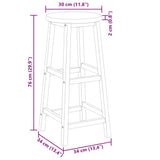 Bar Stool Set of 4 Acacia Wood Color Solid Acacia wood Standard 310285