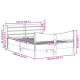 Bed Frame with Headboard White 140x190 cm Solid Wood Pine 3307057