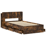 Bed Frame with Storage Smoked Oak 75 x 190 cm Engineered Wood 3433909