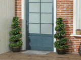 Set of 2 Decorative Artificial, Boxwood Spiral Topiary Tree with Lavender and Pot, Fake T3398P328353