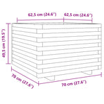 ZNTS Garden Planter White 70x70x49.5 cm Solid Wood Pine 3282525