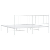 Metal Bed Frame without Mattress with Headboard White 200x200cm 352536