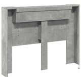 Headboard Cabinet with LED Concrete 140 x 16.5 x 103.5 cm 8006563