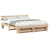 Bed Frame with Headboard Brown 200 x 200 cm Solid Pine Wood 3385670