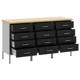 Work Cabinet with Drawer 3 pcs Black and Grey 150 x 55 x 85 cm 3321368