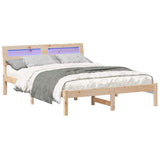 Bed Frame with Headboard Brown 140 x 190 cm Solid Pine Wood 872782