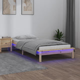 LED Bed Frame without Mattress 90x190 cm Single Single Solid Wood 820636