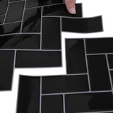 Herringbone Tile 10 pcs Black 30 x 30 cm Polyurethane and PET 42046187