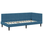 Corner Bed Frame with Headboard Blue 100 x 200 cm Velvet 42016437