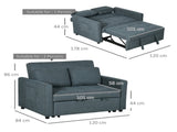 Loveseat Sofa Bed, Convertible Bed Settee with 2 Cushions, Side Pockets for Living Room, Charcoal T3398P377931