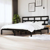 3101242 Bed Frame without Mattress Black Solid Wood Pine 200x200 cm