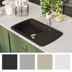 ZNTS Granite Kitchen Sink Single Basin Black 142944