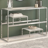 Console Table Silver Stainless Steel and Tempered Glass 350003