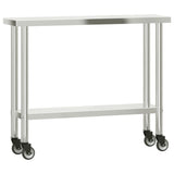 Kitchen Work Table with Wheels 110x30x85 cm Stainless Steel 376461