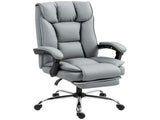 155&deg Reclining Faux Leather Swivel Office Chair -Gray T3398P424999