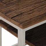 Console Table Silver Stainless Steel and Solid Sleeper Wood 350005