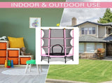 4.6FT/55" Kids Trampoline with Safety Enclosure, Outdoor Indoor Use, for Ages 3-10 Years, Pink T3398P348063