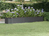 Garden Raised Bed Galvanised Steel 224x40x36 cm Anthracite 318876