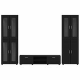 TV Cabinet Set with Drawer FLORIN 3 pcs Black Engineered Wood 3398005
