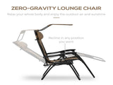 Zero Gravity Lounger Chair, Folding Reclining Patio Chair with Shade Cover, Padded Seat, Cup Holder, T3398P315981