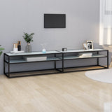 TV Cabinet White Marble 220x40x40.5 cm Tempered Glass 331732