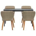 Garden Dining Set with Cushion 5 pcs Beige Poly Rattan 3261693
