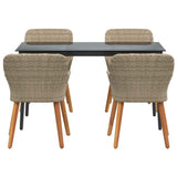 Garden Dining Set with Cushion 5 pcs Beige Poly Rattan 3261693