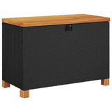 Garden Storage Box Black 80x40x48 cm Poly Rattan Acacia Wood 366282