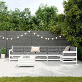 7 Piece Garden Sofa Set White Solid Wood Pine 3250889