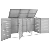 Triple Wheelie Bin Shed 207x77.5x115 cm Stainless Steel 149560
