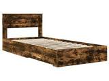 Bed Frame Smoked Oak and Silver 75 x 190 cm Engineered Wood 3410046