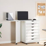 Rolling Cabinet with Desk MOSS White Solid Wood Pine 355901
