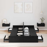 Storage Bed Frame Black Oak 120 x 200 cm Engineered Wood 3335302