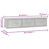 Wall-mounted Drawer Shelf Concrete Grey 88x26x18.5 cm Engineered Wood 800598