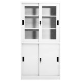 Office Cabinet with Sliding Door White 90x40x180 cm Steel 335962