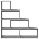 Room Divider Bookcase 4-Tier Grey Sonoma 143.5x29x143.5 cm Engineered Wood 857999