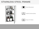 Stainless Steel Wall mounted Bathroom Corner Mirror Storage Cabinet Single Door 300mm T3398P343227