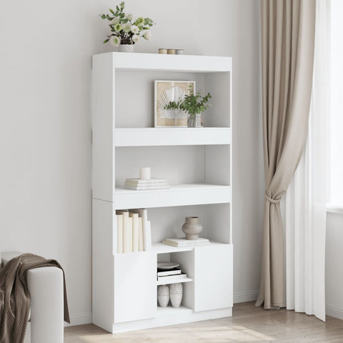 Highboard White 92x33x180 cm Engineered Wood 3309618