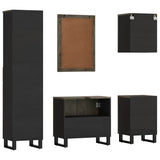 5 Piece Bathroom Furniture Set Black Solid Wood Mango 3310003