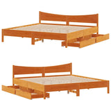 Bed Frame with Drawers Wax Brown 180x200 cm Super King Solid Wood Pine 3301898