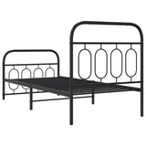 Metal Bed Frame without Mattress with Footboard Black 80x200cm 377126