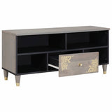 TV Cabinet with Drawer Grey 100 x 33 x 46 cm Solid Mango Wood 4018788