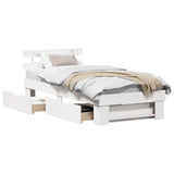 Bed Frame with Headboard White 75 x 190 cm Solid Pine Wood 872552