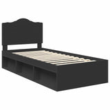 Bed Frame with Headboard Black 75 x 190 cm Solid Pine Wood 3413372