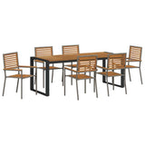Garden Dining Set 7 pcs Grey and Brown Poly Rattan 3365485