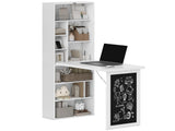 Wall Mounted Computer Desk, Folding Study Table with Black Board and Bookshelf, Multifunctional T3398P344676