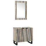 Bathroom Cabinet Set 2 pcs White Solid Mango Wood 3310048