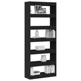 Book Cabinet with Shelf Black 80 x 30 x 198 cm Engineered Wood 3333917