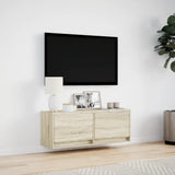 TV Wall Cabinet with LED Lights Sonoma Oak 100x31x35 cm 852364